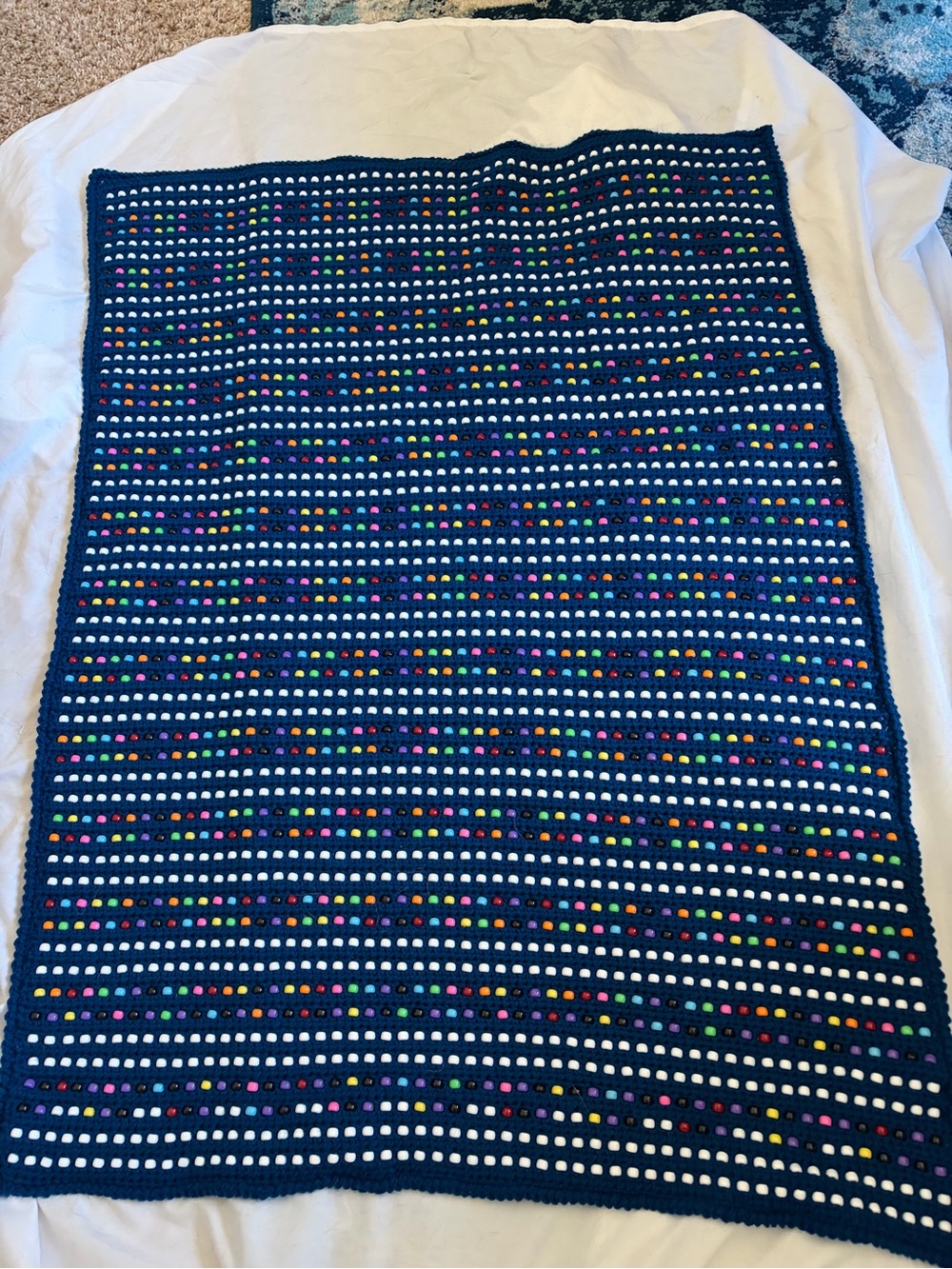 Handmade Peacock Blue Crochet Weighted Lap Blanket 2.6lb Sensory Anxiety